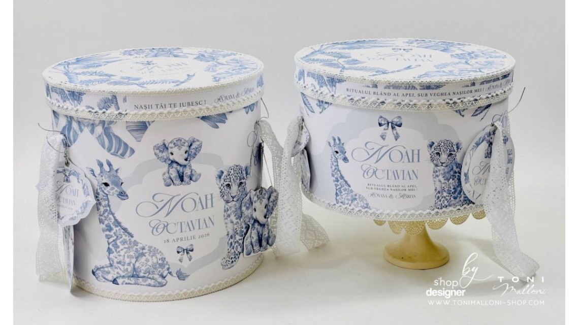 Trusou botez Safari Bleu personalizat băiat – tematică jungle elegantă 16